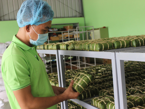 Đóng gói bánh chưng xuất khẩu tại cơ sở Trần Gia (Đồng Nai) 