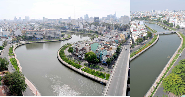 Một đoạn kênh Nhiêu Lộc - Thị Nghè nhìn từ trên cao 