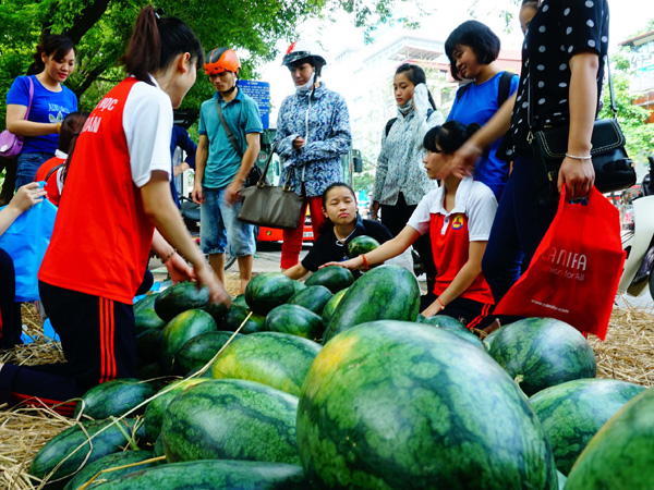 Người dân Hà Nội mua dưa hấu ủng hộ nông dân miền Trung 