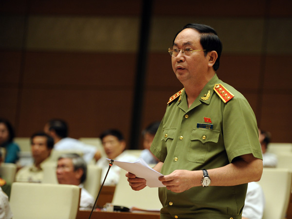 Bộ trưởng Bộ Công an Trần Đại Quang phát biểu tại phiên thảo luận 