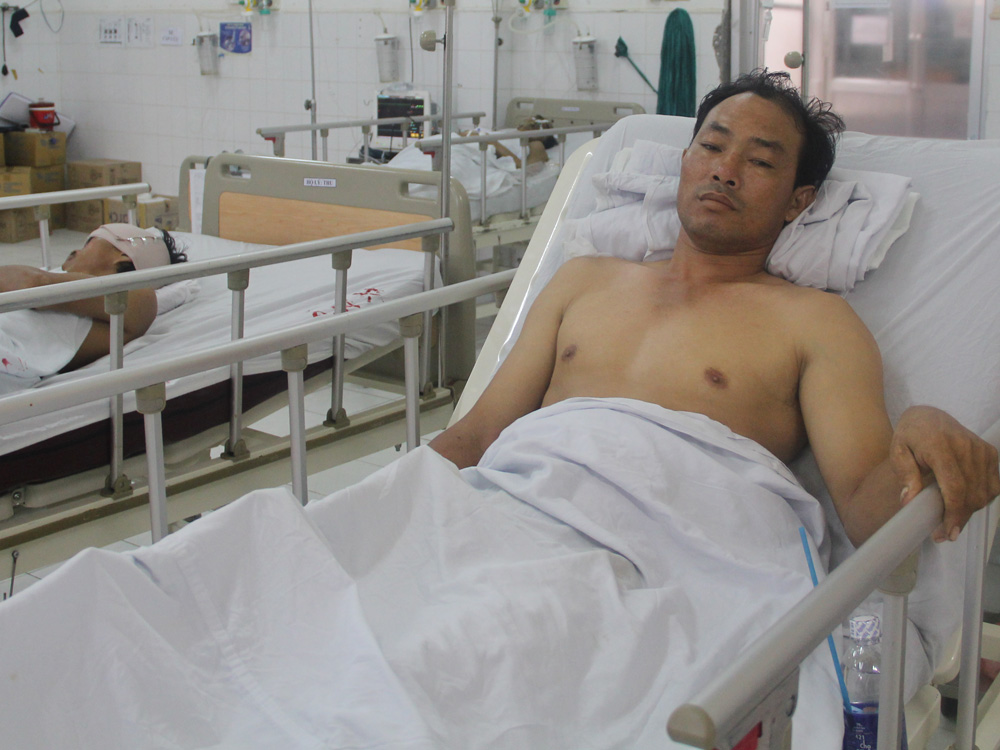Anh Cường đang điều trị tại Bệnh viện đa khoa tỉnh Kiên Giang 