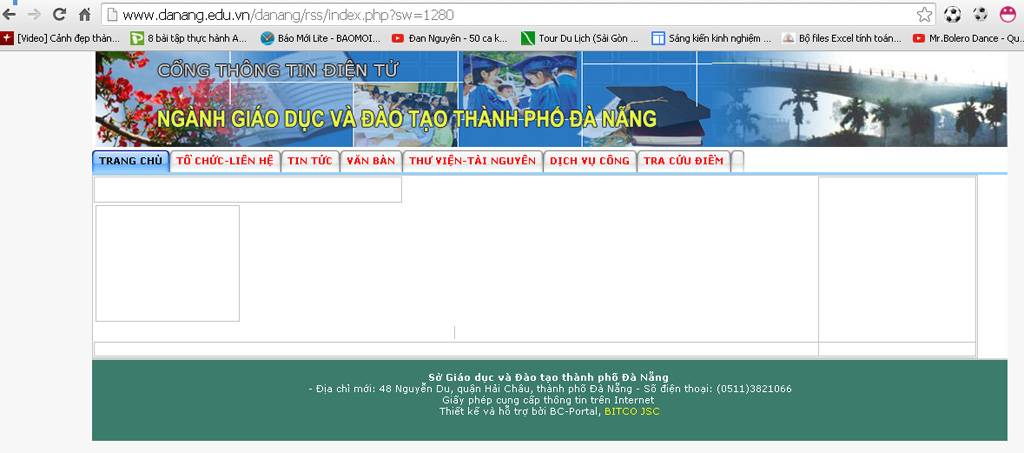 Trang web của Sở GD-ĐT Đà Nẵng vẫn… trống trơn cho đến 15 giờ ngày 11.10