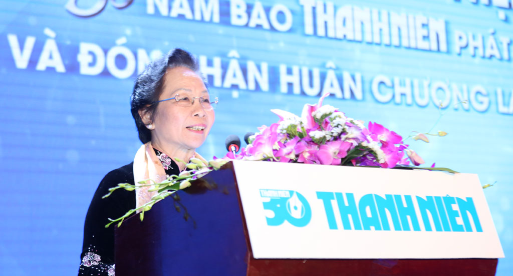 Phó chủ tịch nước Nguyễn Thị Doan phát biểu tại lễ kỷ niệm