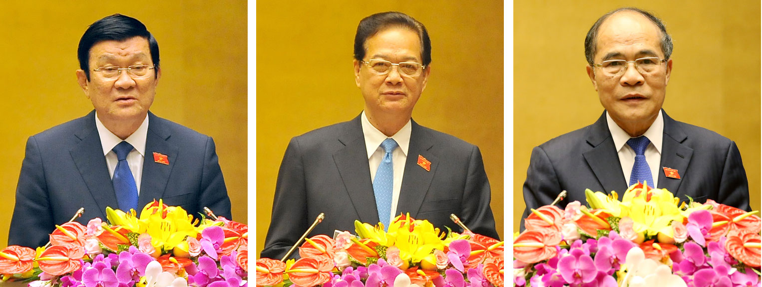 Chủ tịch nước Trương Tấn Sang Thủ tướng Nguyễn Tấn Dũng Chủ tịch Quốc hội Nguyễn Sinh Hùng - Ảnh: Ngọc Thắng