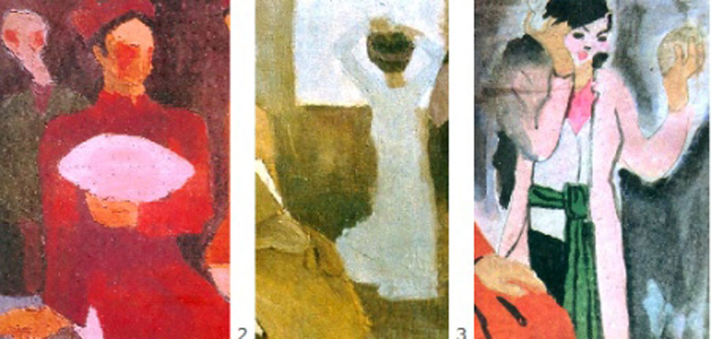 Bức tranh chèo giả thực chất được mô phỏng từ ba bức tranh thật của Bùi Xuân Phái