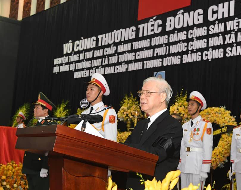 Tổng bí thư Nguyễn Phú Trọng đọc lời điếu tại lễ truy điệu 
