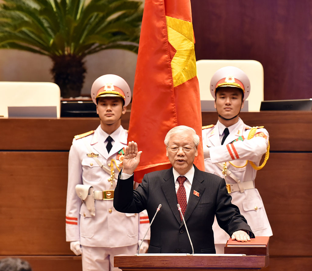 Tổng bí thư Nguyễn Phú Trọng tuyên thệ nhậm chức Chủ tịch nước ẢNH: NGỌC THẮNG