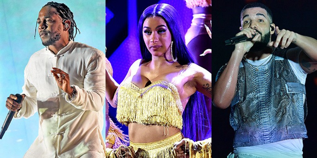 Loạt nghệ sĩ Kendrick, Cardi B, Drake là những cái tên dẫn đầu đề cử Grammy mùa này (Ảnh: Getty Images)