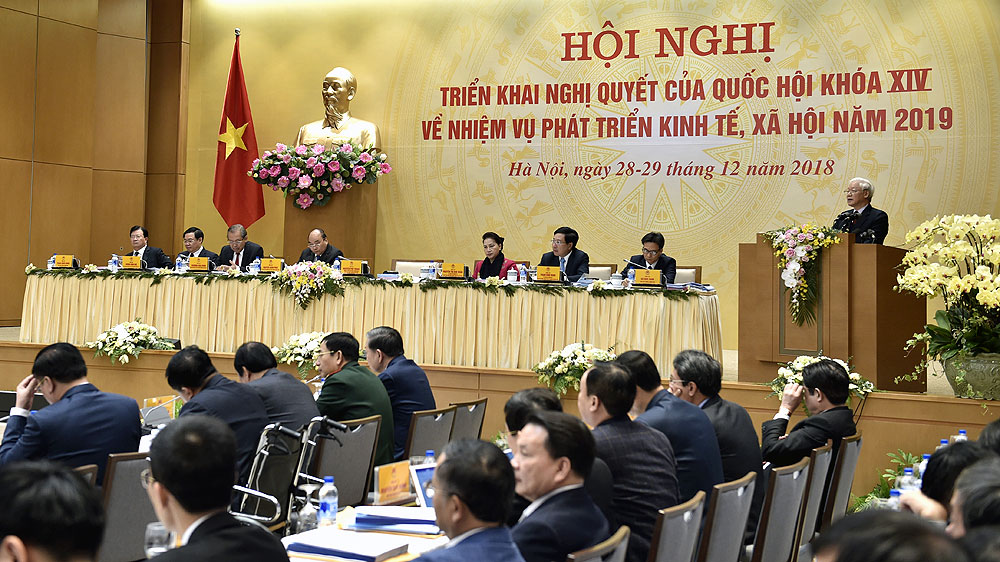 Tổng bí thư, Chủ tịch nước Nguyễn Phú Trọng phát biểu tại hội nghị Ảnh: Nhật Bắc