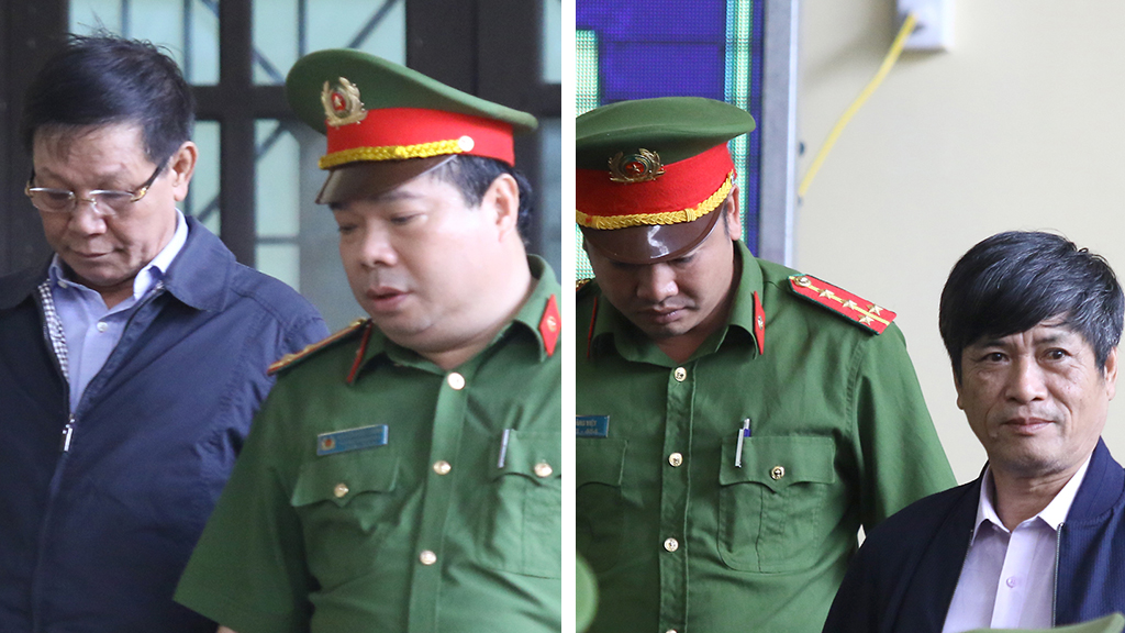 Bị cáo Phan Văn Vĩnh (trái) và Nguyễn Thanh Hóa tại phiên tòa sơ thẩm	Ảnh: Thái Sơn