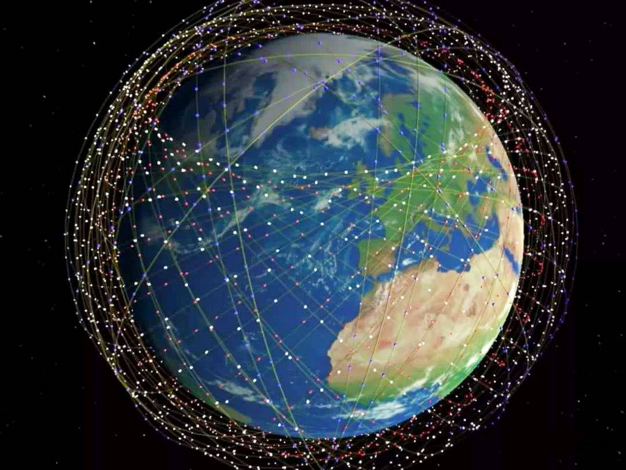 Mô tả hệ thống hàng ngàn vệ tinh phát sóng Wi-Fi toàn cầu - Ảnh: technology-info.net 