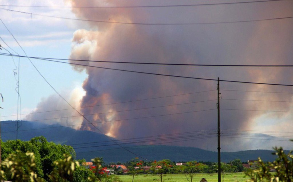 Cháy rừng tại xã Diễn Lợi, H.Diễn Châu, Nghệ An ngày 27.6 ẢNH: CTV