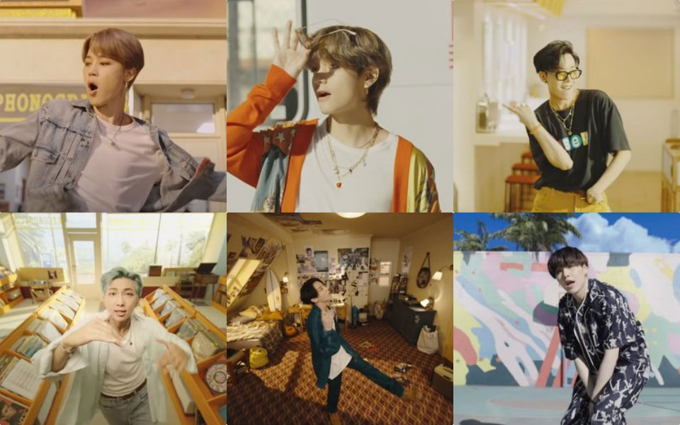6 thành viên bao gồm Jungkook, Suga, Jimin, V, J-Hope và RM đều có solo set (bối cảnh riêng) cho đoạn hát của mình. Ảnh: cắt từ video