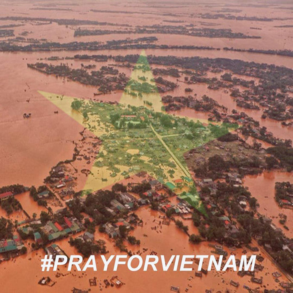 Bức ảnh chèn dòng chữ #PrayforVietNam. Ảnh: Chụp màn hình