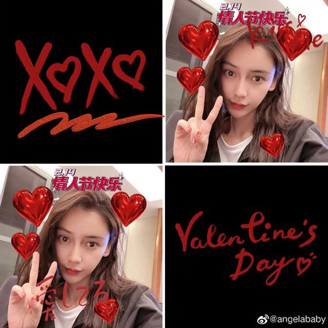  Angelababy lẻ loi trong ngày Valentine. Ảnh: Weibo NV