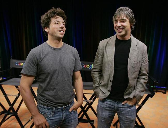 Larry Page (phải) và Sergey Brin - Ảnh chụp màn hình