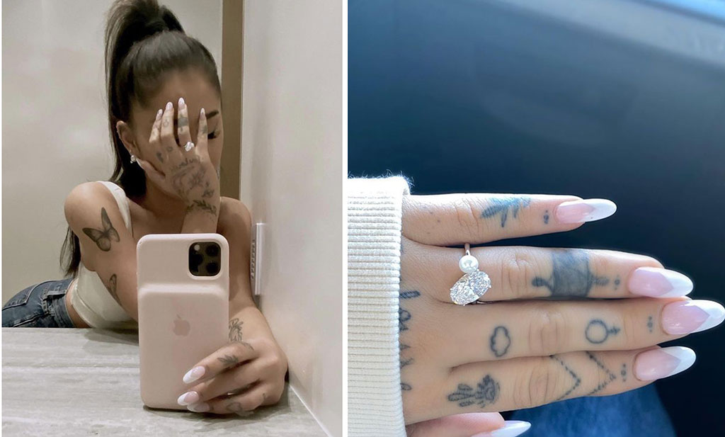 Ariana Grande khoe nhẫn đính hôn. Ảnh: Instagram NV 
