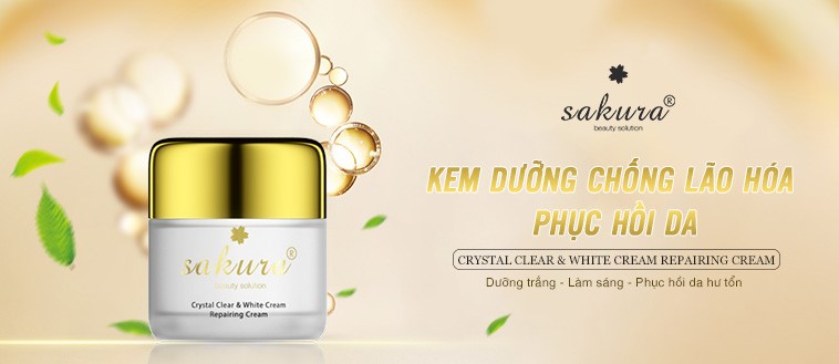 Kem dưỡng sáng da Sakura Crystal Clear White & Repairing Cream