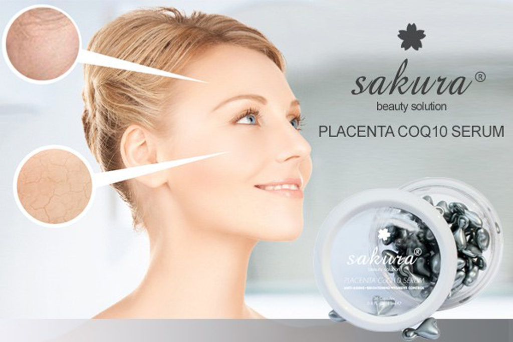 Sakura Placenta CoQ10 Serum có khả năng cung cấp độ ẩm nuôi dưỡng da