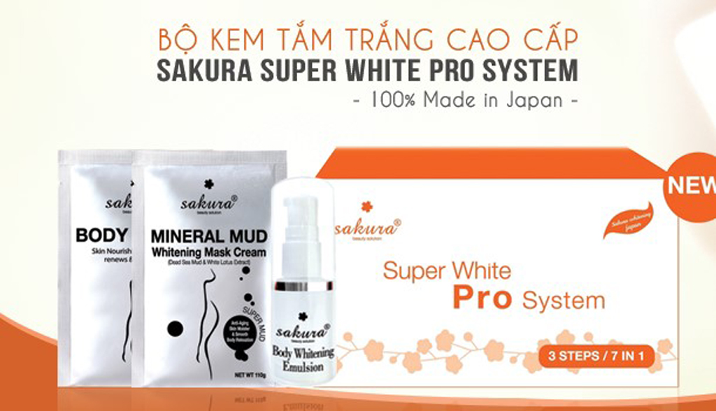 Bộ kem tắm trắng theo tiêu chuẩn spa Sakura Super White Pro System