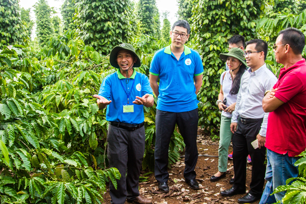 Ông Trương Hoàng Trung, Đại sứ Câu lạc bộ Cà phê Bayer chia sẻ kinh nghiệm thực tiễn trong việc áp dụng mô hình Much More Coffee tại vườn nhà mình