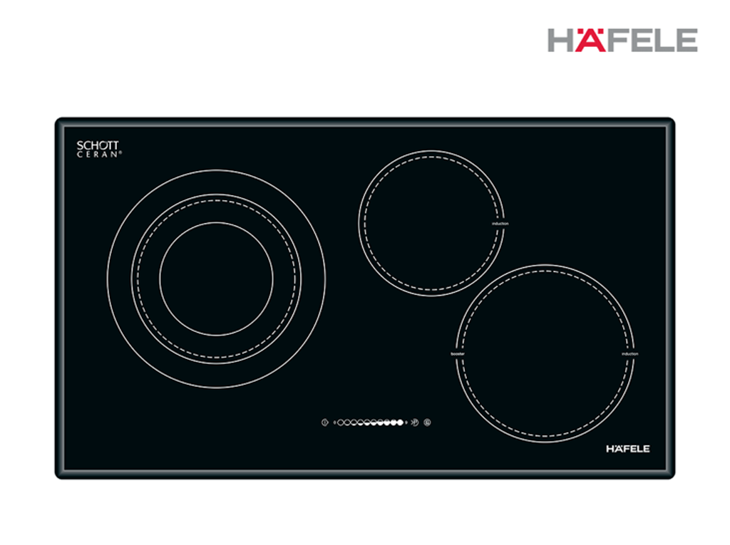 Bếp từ kết hợp điện 3 vùng nấu HC-M773A của Häfele tích hợp những tính năng hiện đại từ cả dòng bếp điện và bếp từ