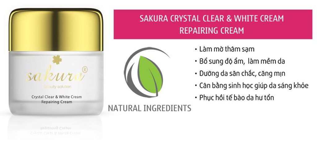 Kem dưỡng trắng da ban đêm Sakura Crystal Clear White & Repairing Cream