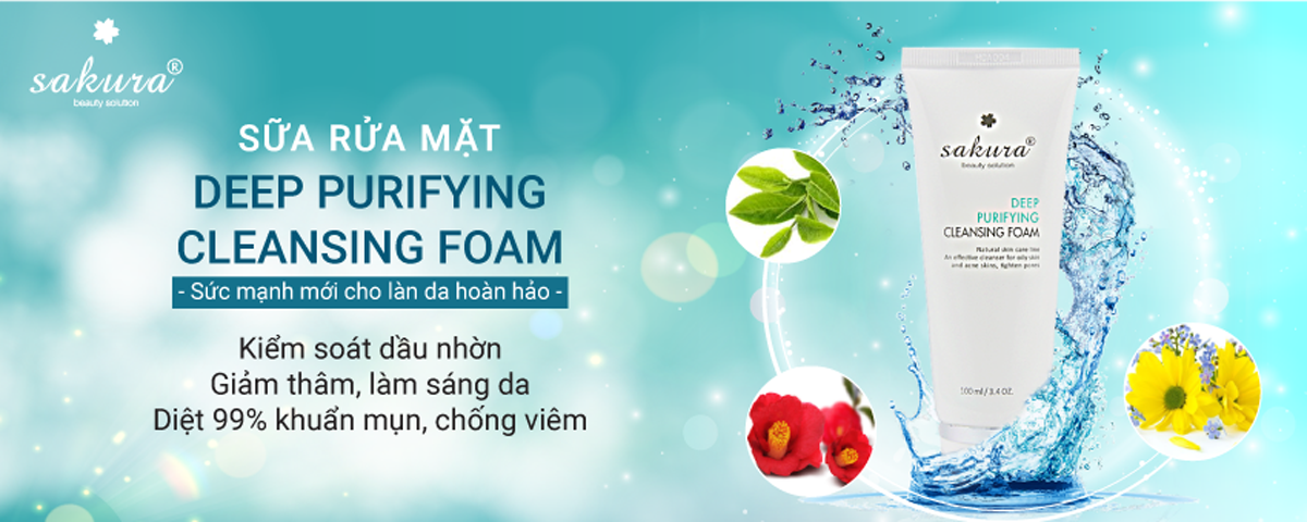 Sữa rửa mặt hỗ trợ phòng ngừa mụn cho da nhờn Sakura Deep Purifying Cleansing Foam
