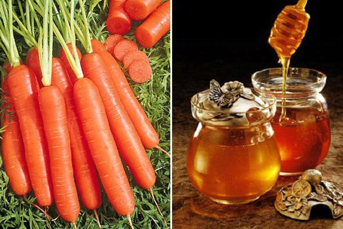 Cà rốt và mật ong giúp da sạch mụn, mịn màng