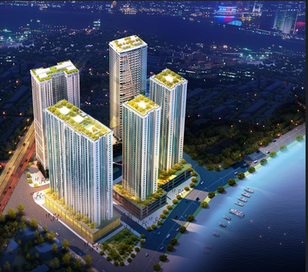 Phối cảnh toàn cảnh Tổ hợp chung cư cao cấp - khách sạn Mường Thanh Viễn Triều 