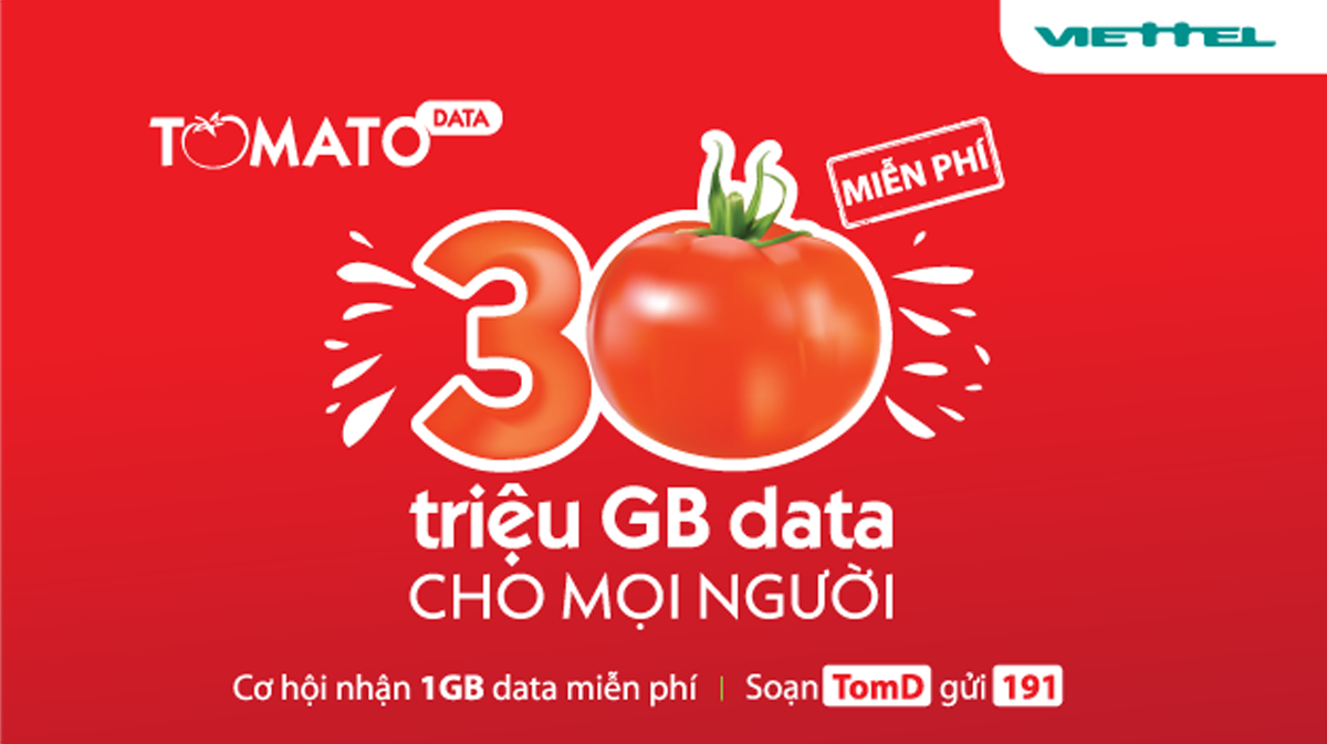 Viettel tặng 30 triệu GB cho người dùng và chính thức ra mắt gói cước Tomato Data