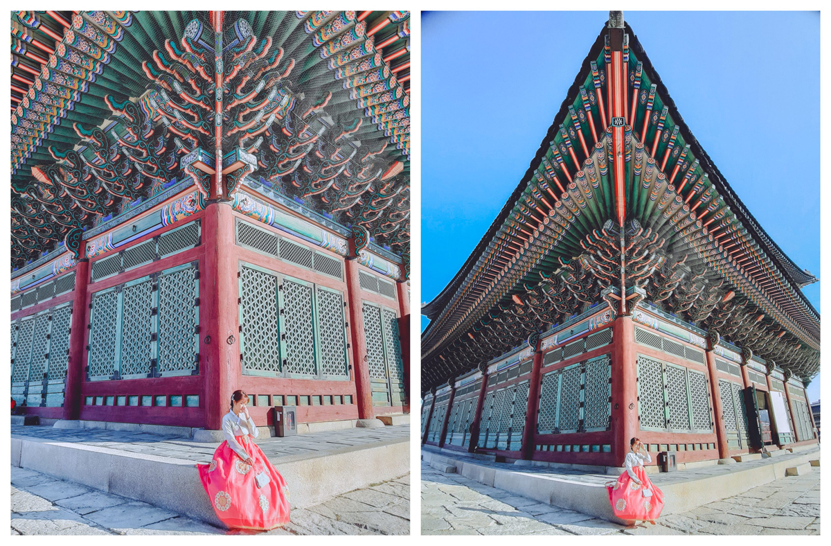 Gyeongbokgung (Hàn Quốc) được tái hiện trọn vẹn qua ống kính góc rộng của Galaxy A7 (ảnh phải)