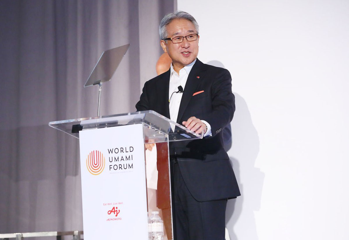 Ông Takaaki Nishii - Chủ tịch Tập đoàn Ajinomoto chia sẻ tại Diễn đàn Umami Thế giới nhân kỷ niệm 110 năm khám phá ra vị Umami