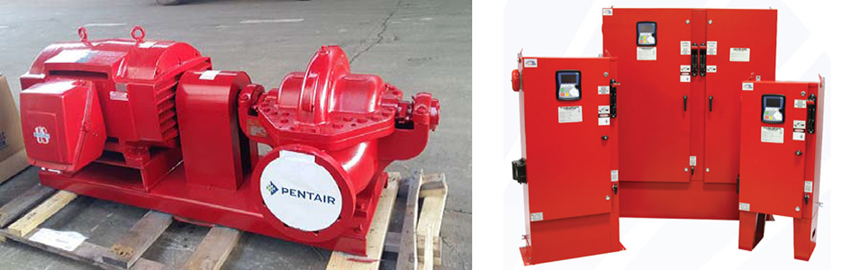 Bơm chữa cháy nhãn hiệu Pentair Aurora (Mỹ) và tủ điều khiển Tornatech (Canada) sản xuất theo tiêu chuẩn NPFA-20, được Ul và FM chứng nhận tại dự án Honide City
