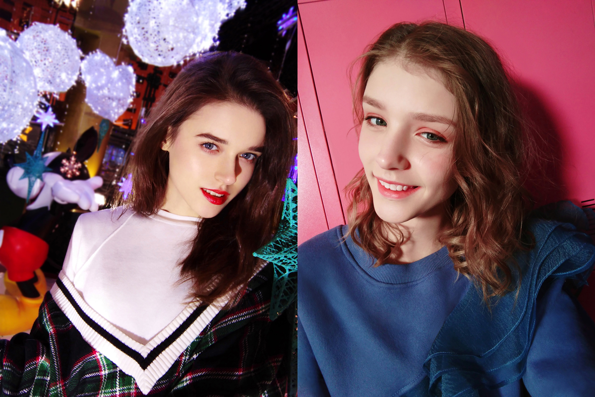 Ảnh selfie bằng Huawei Y7 Pro 2019 trong điều kiện thiếu sáng (trái) và sử dụng tính năng “Beauty Effect” (phải)