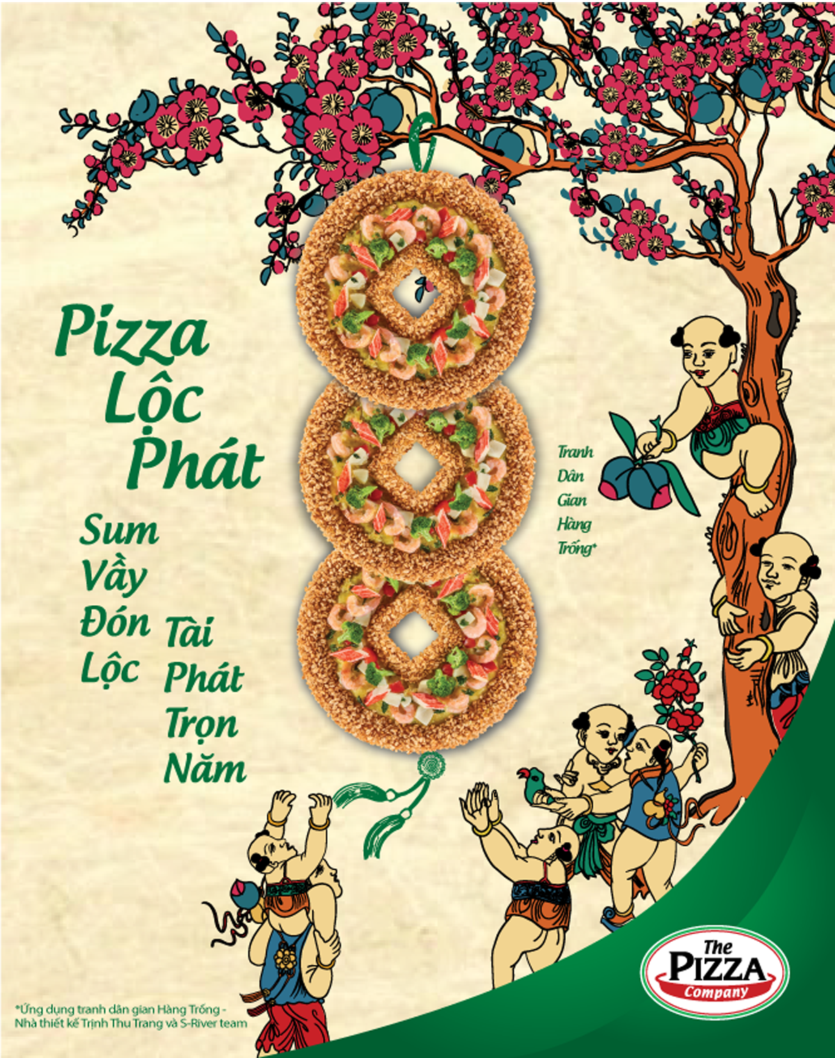 Tác phẩm thiết kế chủ đề Tam Tài của The Pizza Company và nhóm Họa Sắc Việt đã góp phần mang nét đẹp truyền thống vào ngày tết thời hiện đại và trao gửi nhiều lời chúc tốt đẹp trong đầu năm mới
