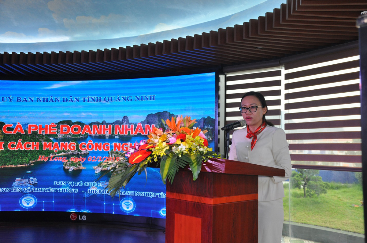 Bà Lê Ngọc Hân - Giám đốc Sở Thông tin - Truyền thông tỉnh Quảng Ninh phát biểu tại sự kiện