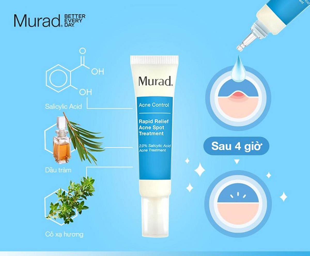 Gel hỗ trợ trị mụn Murad Rapid Relief Acne Spot Treatment