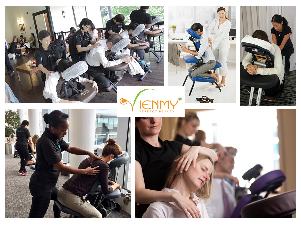 Nhiều dịch vụ của mô hình kinh doanh Vina Spa di động được thực hiện trên ghế massage di động