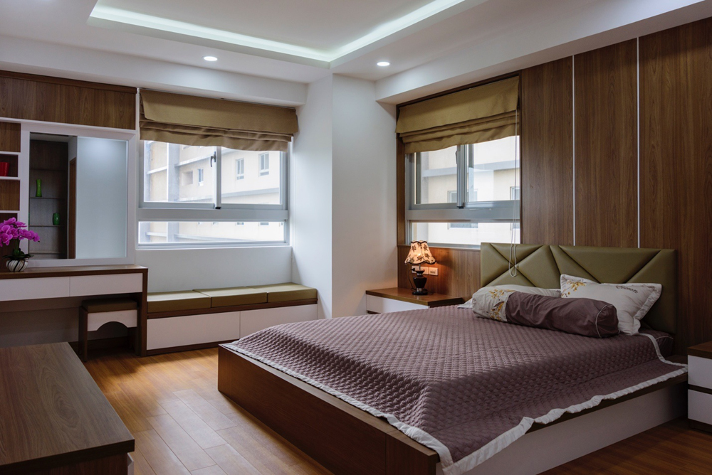 Không gian phòng ngủ được tối ưu hóa nhận ánh sáng tự nhiên là điểm nổi bật của dự án.