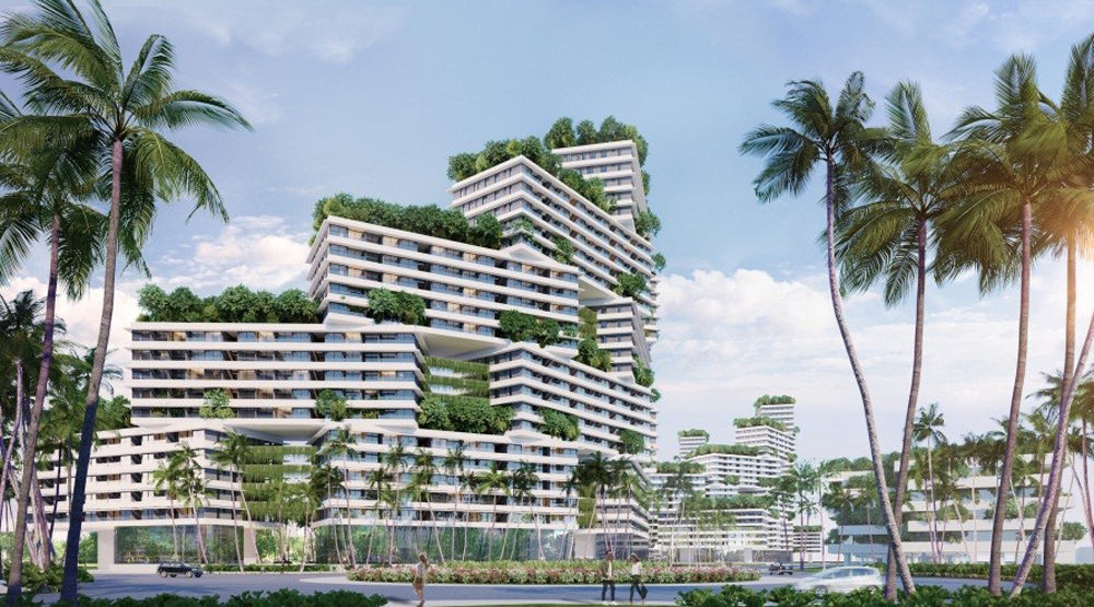 Khu căn hộ biển với thiết kế xanh độc đáo giống như những “vườn treo bên vịnh biển” mang hơi thở thiên nhiên vào mọi ngõ ngách cuộc sống tại dự án Thanh Long Bay