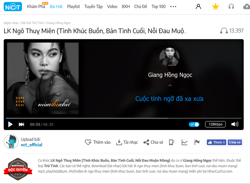Liên khúc tình khúc Ngô Thụy Miên và ca khúc Thu sầu của nhạc sĩ Lam Phương là hai ca khúc mang nhiều tâm sự nhất của nữ ca sĩ gốc Đồng Nai 