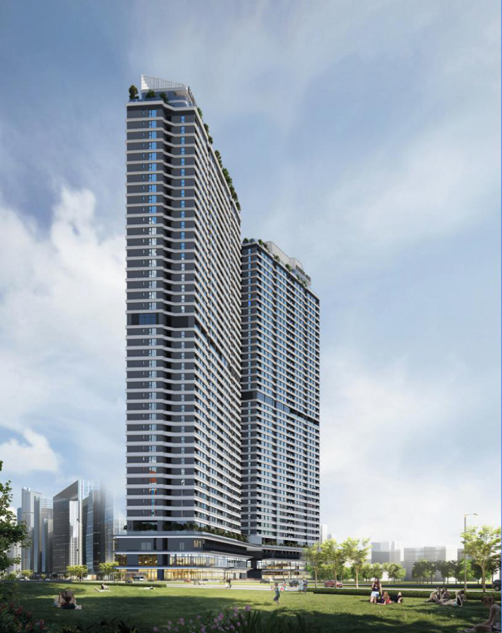 Tòa tháp đôi căn hộ 44 tầng thuộc khu hỗn hợp HH2 sẽ đưa ra thị trường hơn 700 căn hộ cao cấp