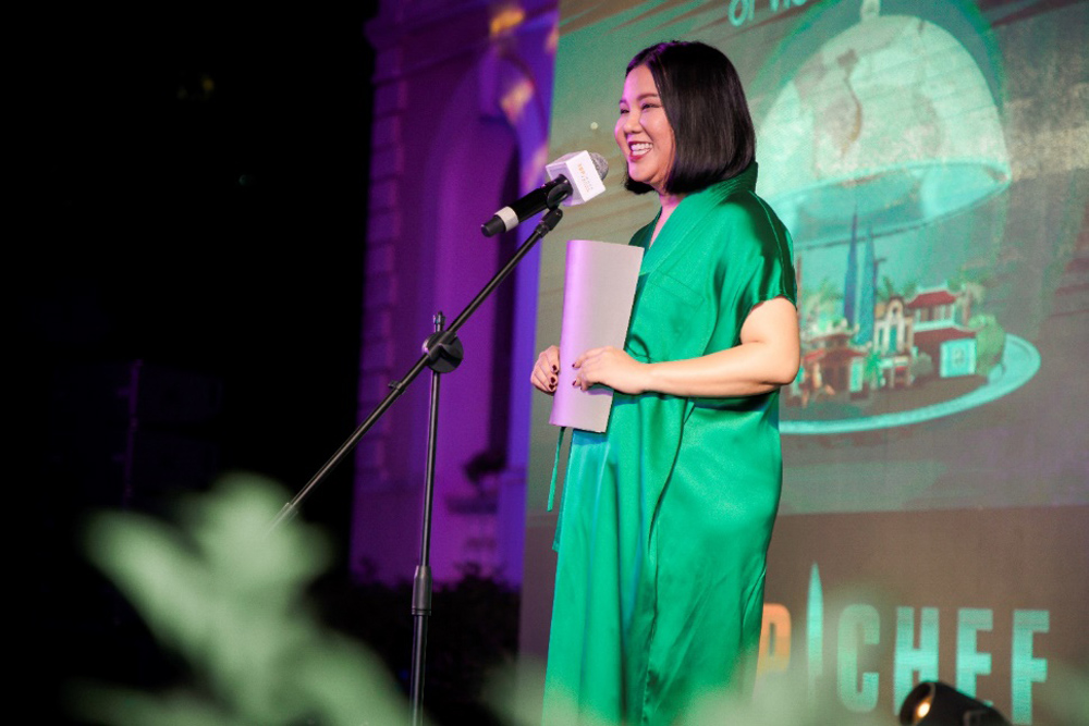 Bà Lê Hạnh - Giám đốc sản xuất Top Chef Việt Nam phát biểu tại sự kiện