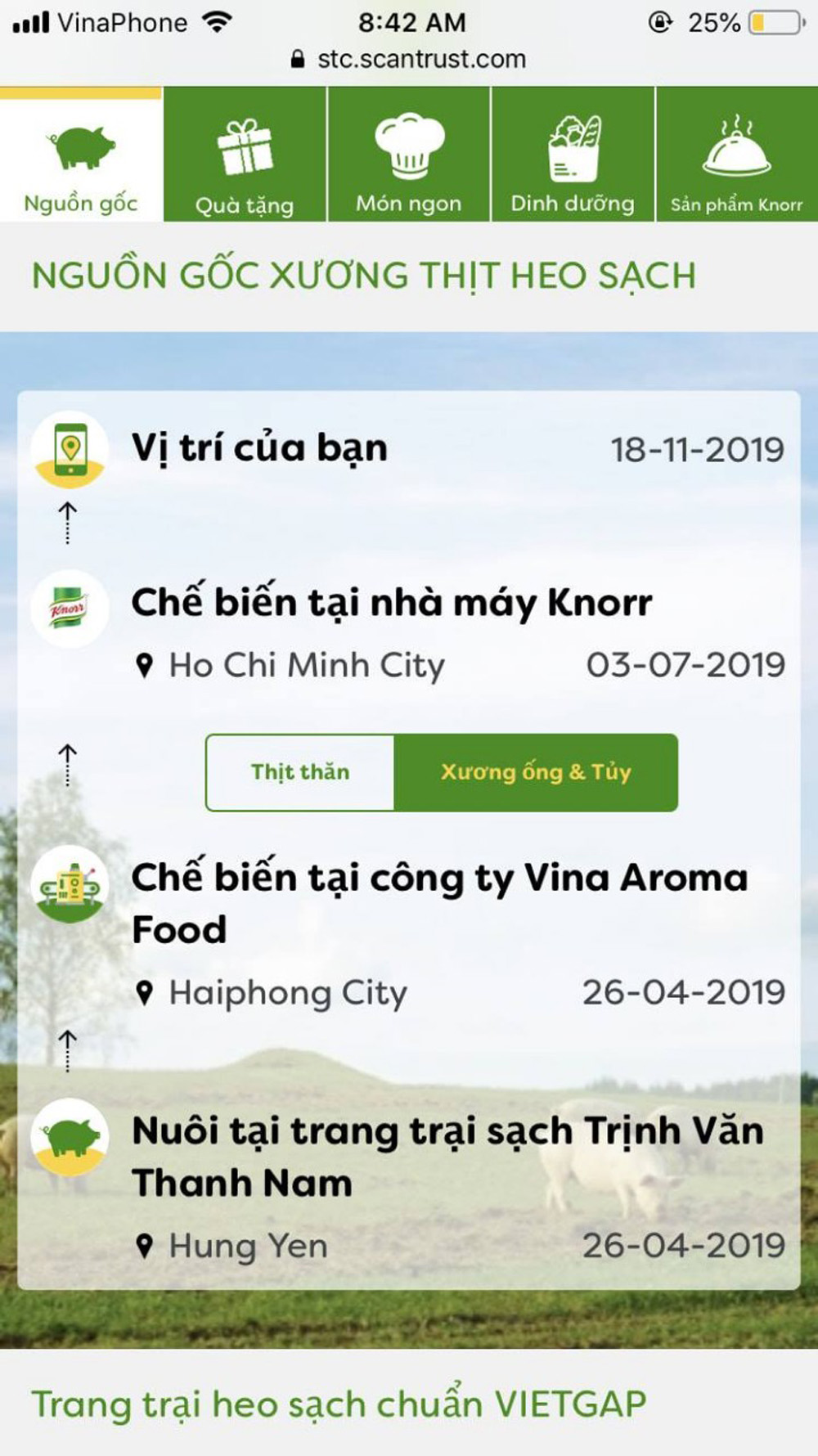 Knorr tiên phong đưa mã QR lên bao bì mới, giúp người dùng có thể truy xuất về nguồn gốc thịt, xương heo đạt chuẩn VietGAP dùng để chế biến hạt nêm