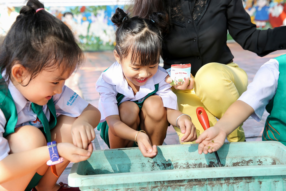 Trải nghiệm lấm bẩn để tự tay gieo trồng hạt giống giúp các bé thêm yêu cây xanh, môi trường