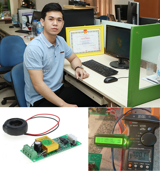 Sinh viên Đoàn Quang Hưng với sản phẩm “Hệ thống Đo đạc và Thu thập dữ liệu Điện năng thông minh”