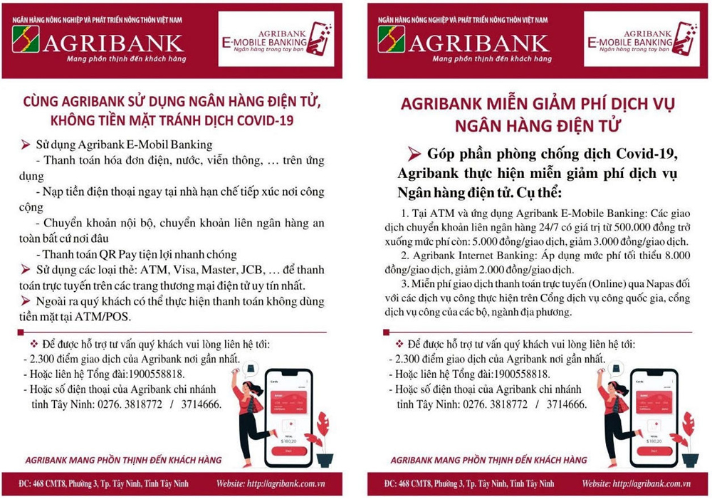 Tờ rơi hướng dẫn sử dung dịch vụ ngân hàng điện tử được các chi nhánh Agribank gửi đến khách hàng