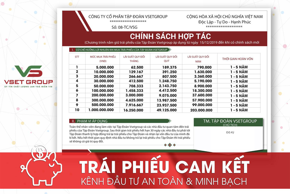 Chính sách lãi suất khi mua trái phiếu VsetGroup