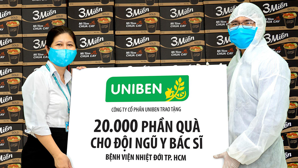 Uniben gửi tặng 20.000 bữa ăn dinh dưỡng từ Mì ly 3 Miền và Nước trái cây Joco tới đội ngũ y bác sĩ Bệnh viện Bệnh Nhiệt đới TP.HCM